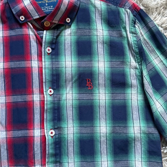 Bold Red and Blue Plaid Casual Button Down Shirt - Picture 5 of 9